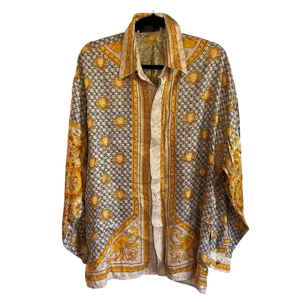 VTG Monzini Silk & Gold Metallic Shirt